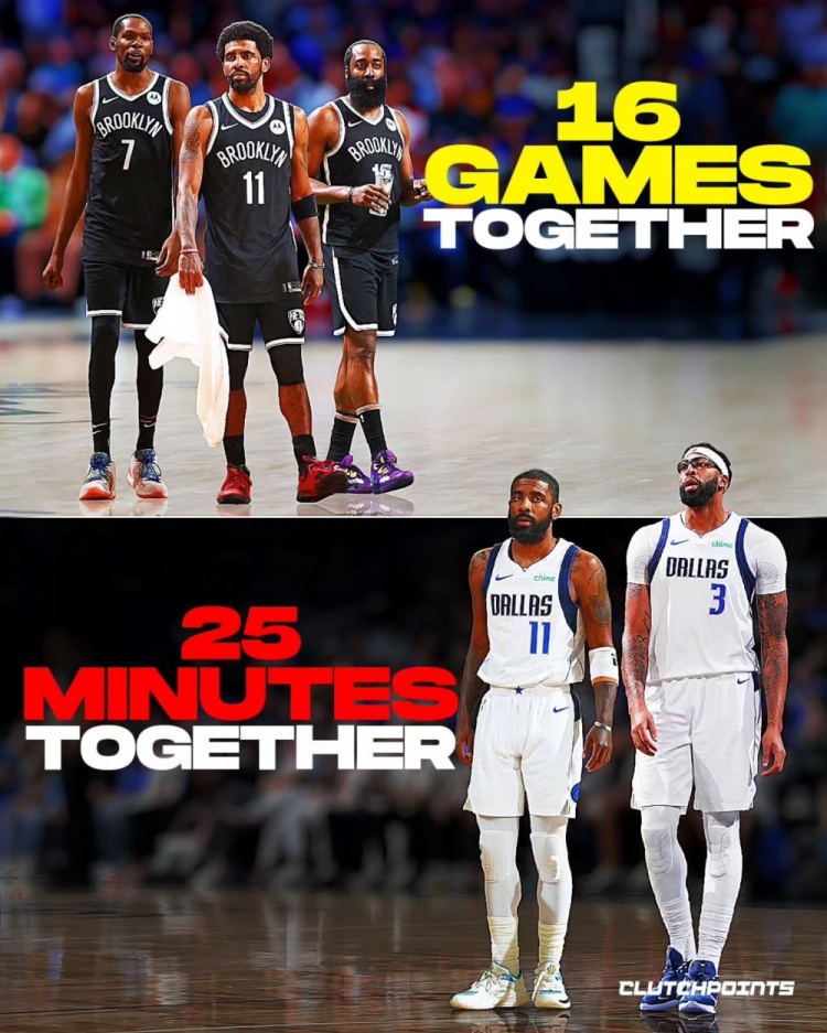 伤病惹的祸！篮网三巨头仅合体16场 欧文&amp;浓眉更是仅合打了25分钟